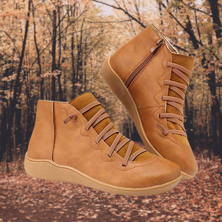 Freya | De vintage veterboots van leer met bont