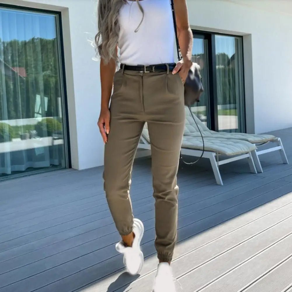 Casual Stretch Broek met Hoge Taille