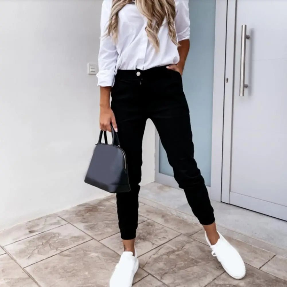 Casual Stretch Broek met Hoge Taille